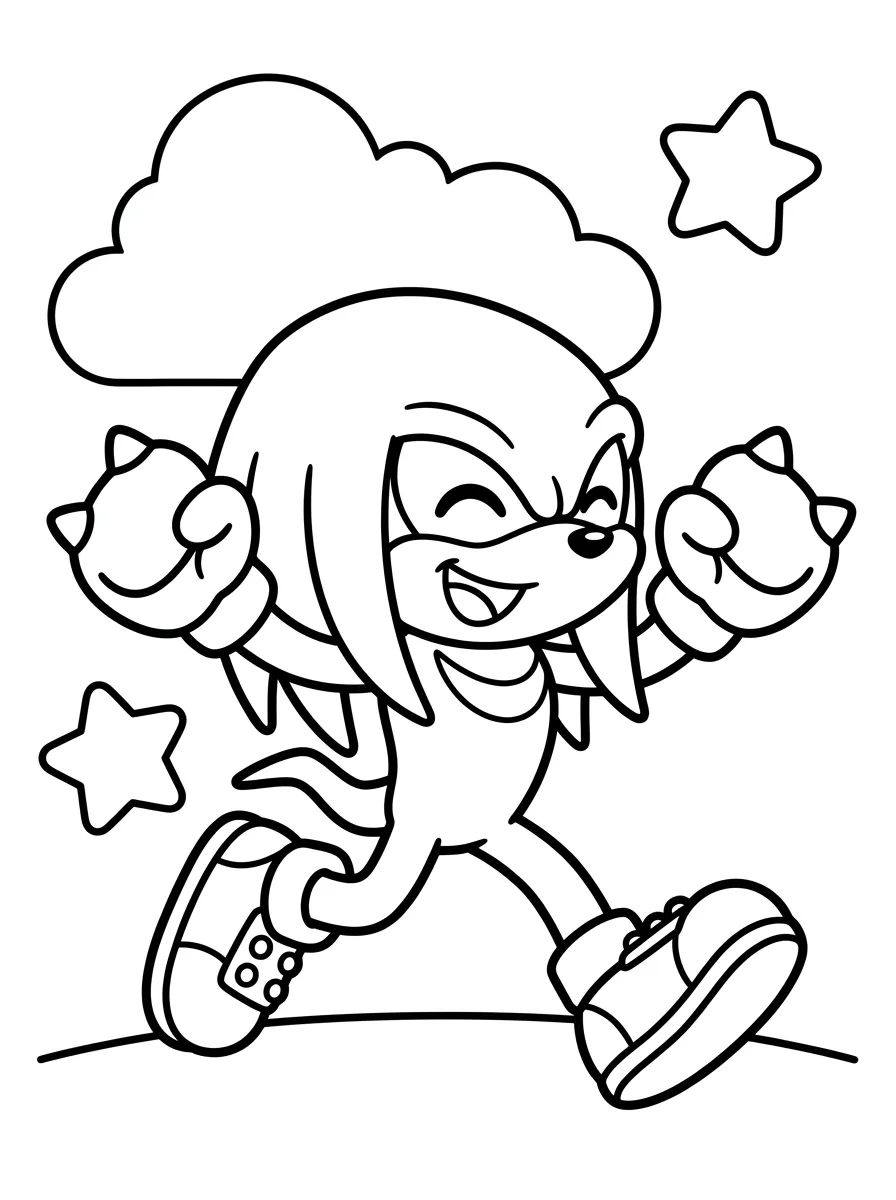 Knuckles Correndo Feliz para colorir Desenho de Knuckles Correndo Feliz para colorir e imprimir grátis