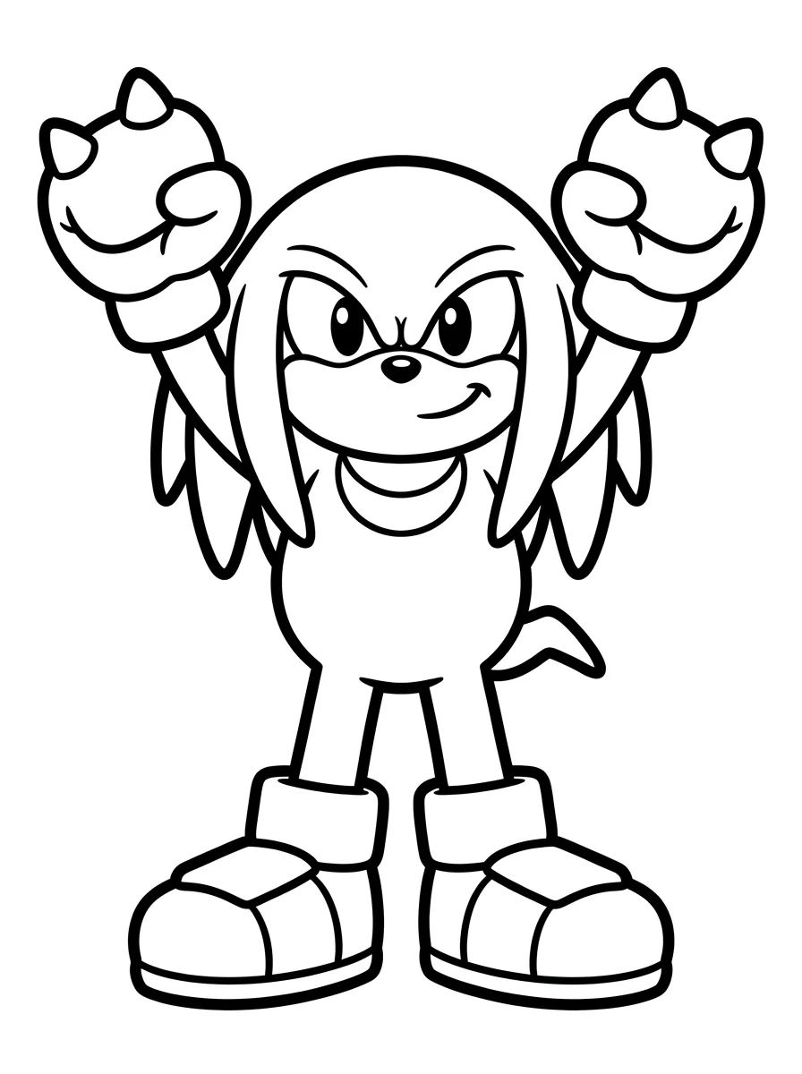 Knuckles Fofinho em Pose de Herói para colorir Desenho de Knuckles Fofinho em Pose de Herói para colorir e imprimir grátis