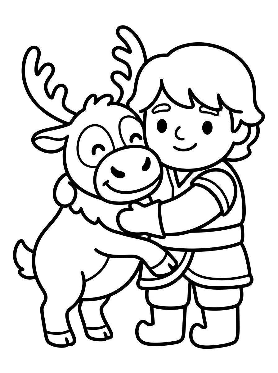 Coleção de desenhos para colorir: Kristoff and Sven Coloring Pages