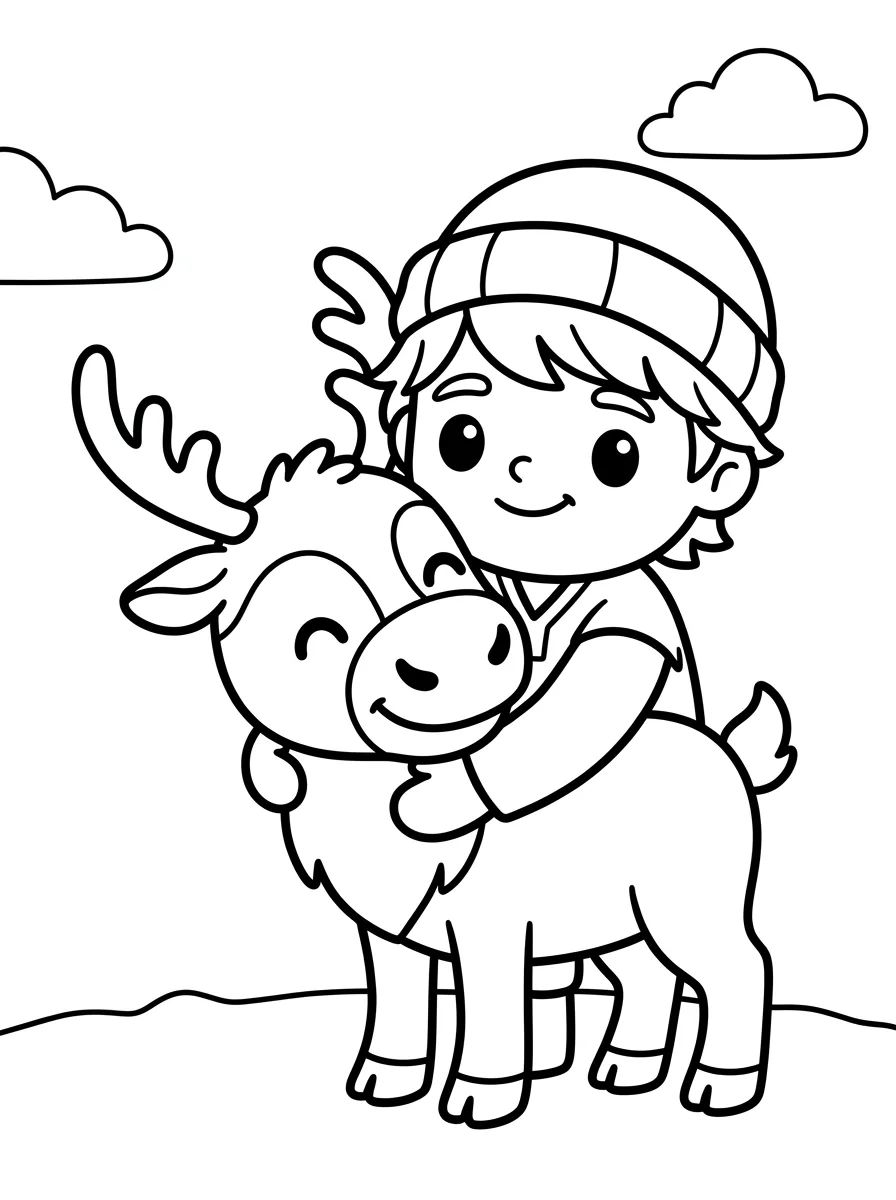Kristoff e Sven Abraçados para colorir Desenho de Kristoff e Sven Abraçados para colorir e imprimir grátis