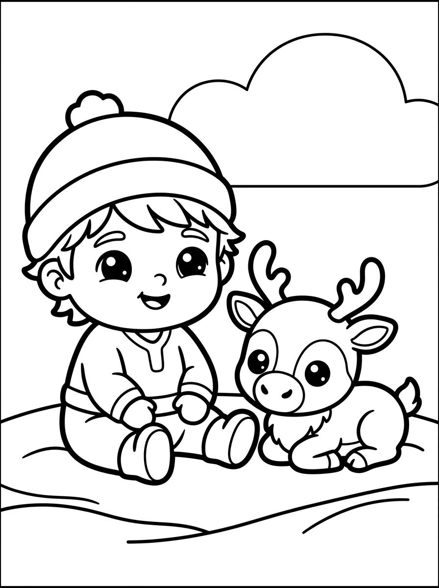 Kristoff e Sven Bebê Kawaii para colorir Desenho de Kristoff e Sven Bebê Kawaii para colorir e imprimir grátis