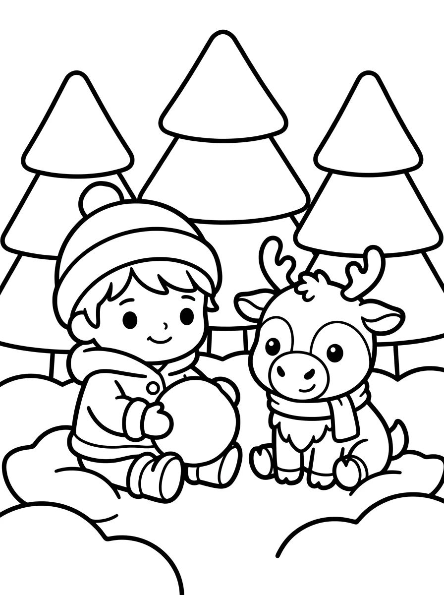 Kawaii Baby Kristoff and Sven para colorir Desenho de Kawaii Baby Kristoff and Sven para colorir e imprimir grátis