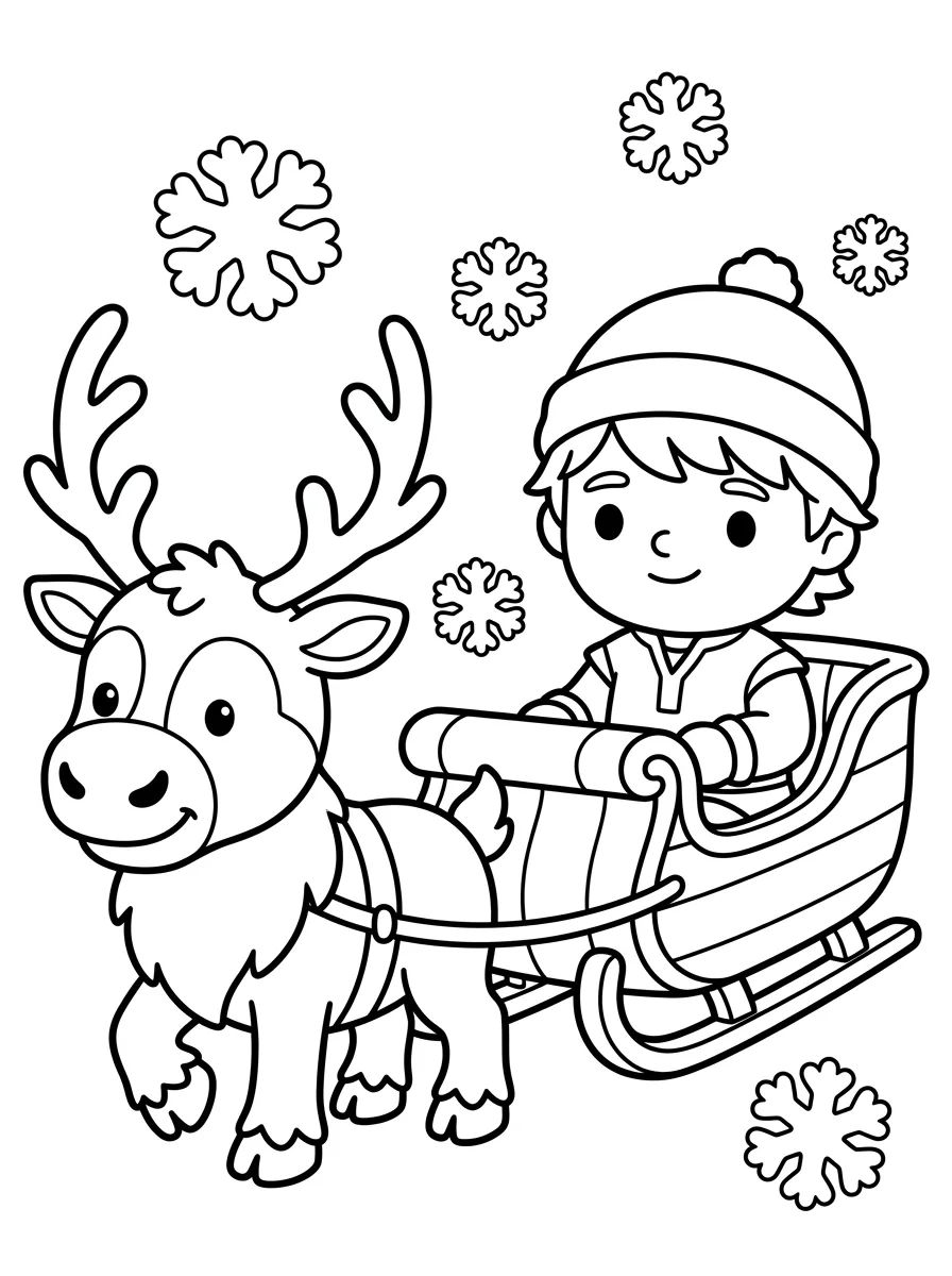 Kristoff and Sven on the Snow Sled para colorir Desenho de Kristoff and Sven on the Snow Sled para colorir e imprimir grátis
