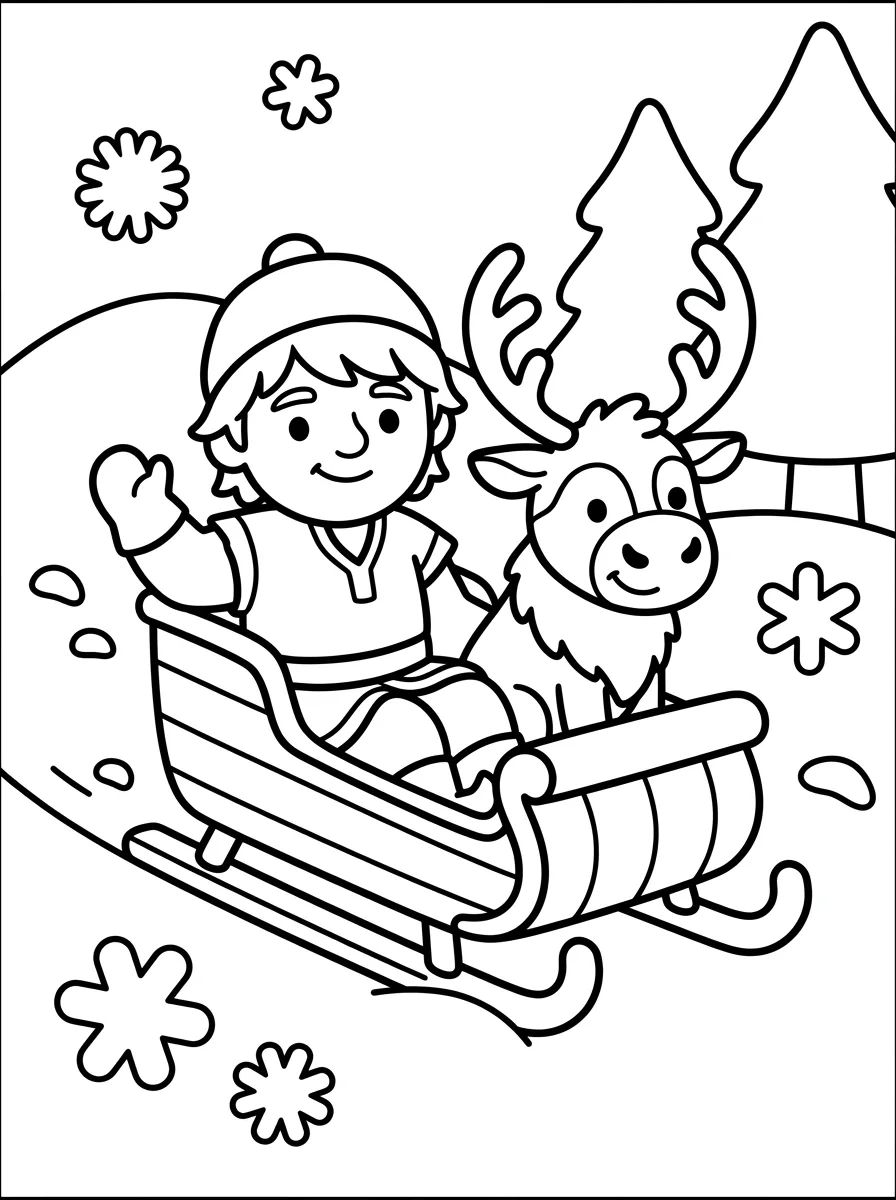 Kristoff e Sven no Trenó de Neve para colorir Desenho de Kristoff e Sven no Trenó de Neve para colorir e imprimir grátis