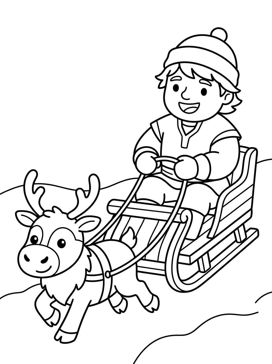 Kristoff e Sven no Trenó para colorir Desenho de Kristoff e Sven no Trenó para colorir e imprimir grátis