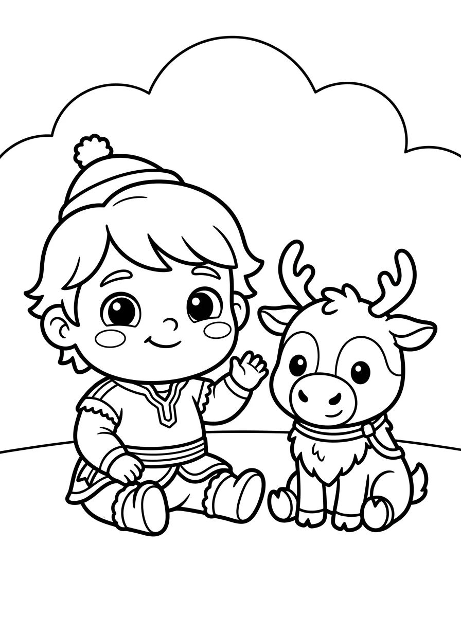 Kristoff e Sven Pequenos Bebês para colorir Desenho de Kristoff e Sven Pequenos Bebês para colorir e imprimir grátis