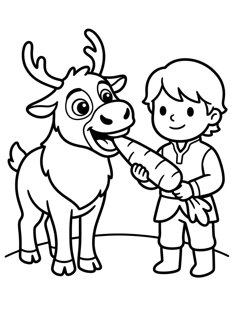 Sven Eating a Carrot with Kristoff para colorir Desenho de Sven Eating a Carrot with Kristoff para colorir e imprimir grátis