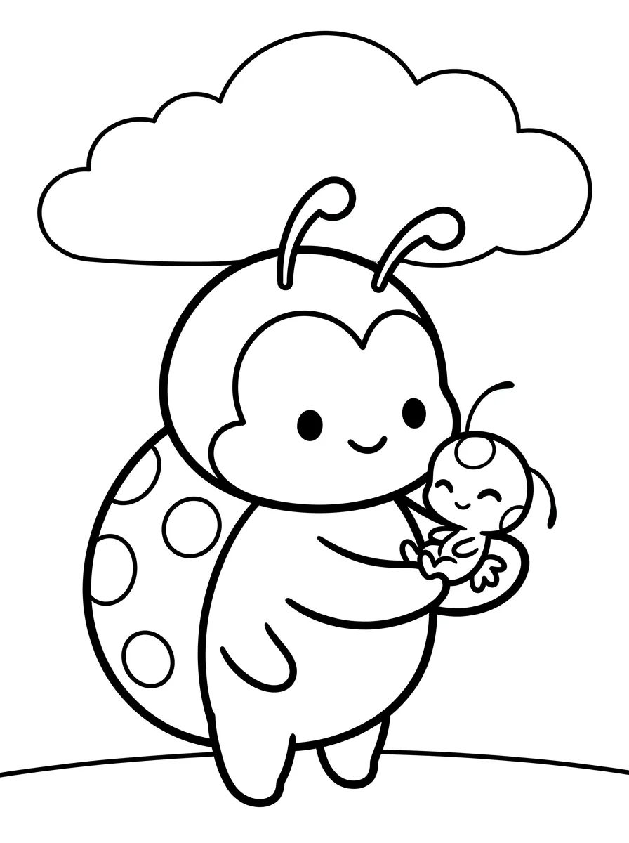 Ladybug com o Kwami Tikki para colorir Desenho de Ladybug com o Kwami Tikki para colorir e imprimir grátis