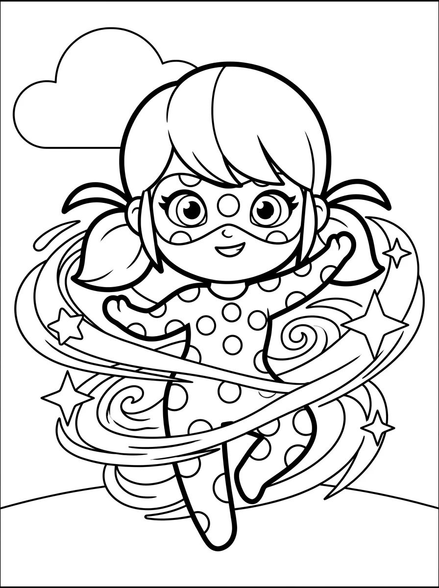 Marinette se Transformando em Ladybug para colorir Desenho de Marinette se Transformando em Ladybug para colorir e imprimir grátis