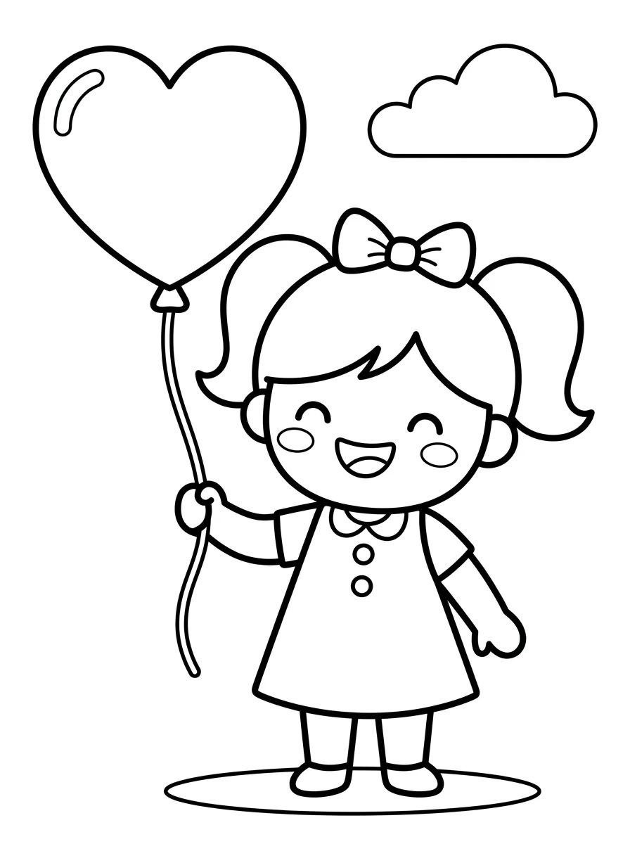 Lila Segurando um Balão de Coração para colorir Desenho de Lila Segurando um Balão de Coração para colorir e imprimir grátis