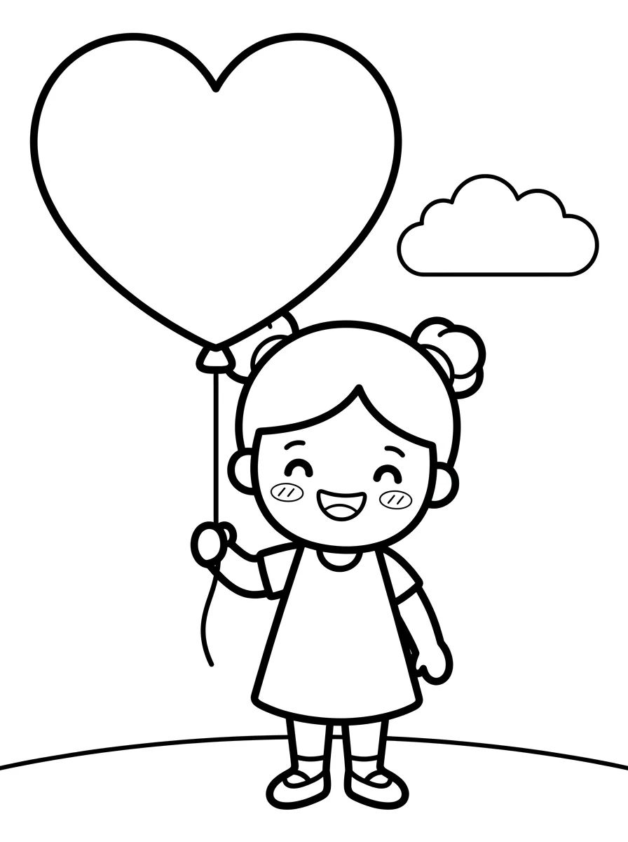 Lila Segurando um Balão de Coração para colorir Desenho de Lila Segurando um Balão de Coração para colorir e imprimir grátis