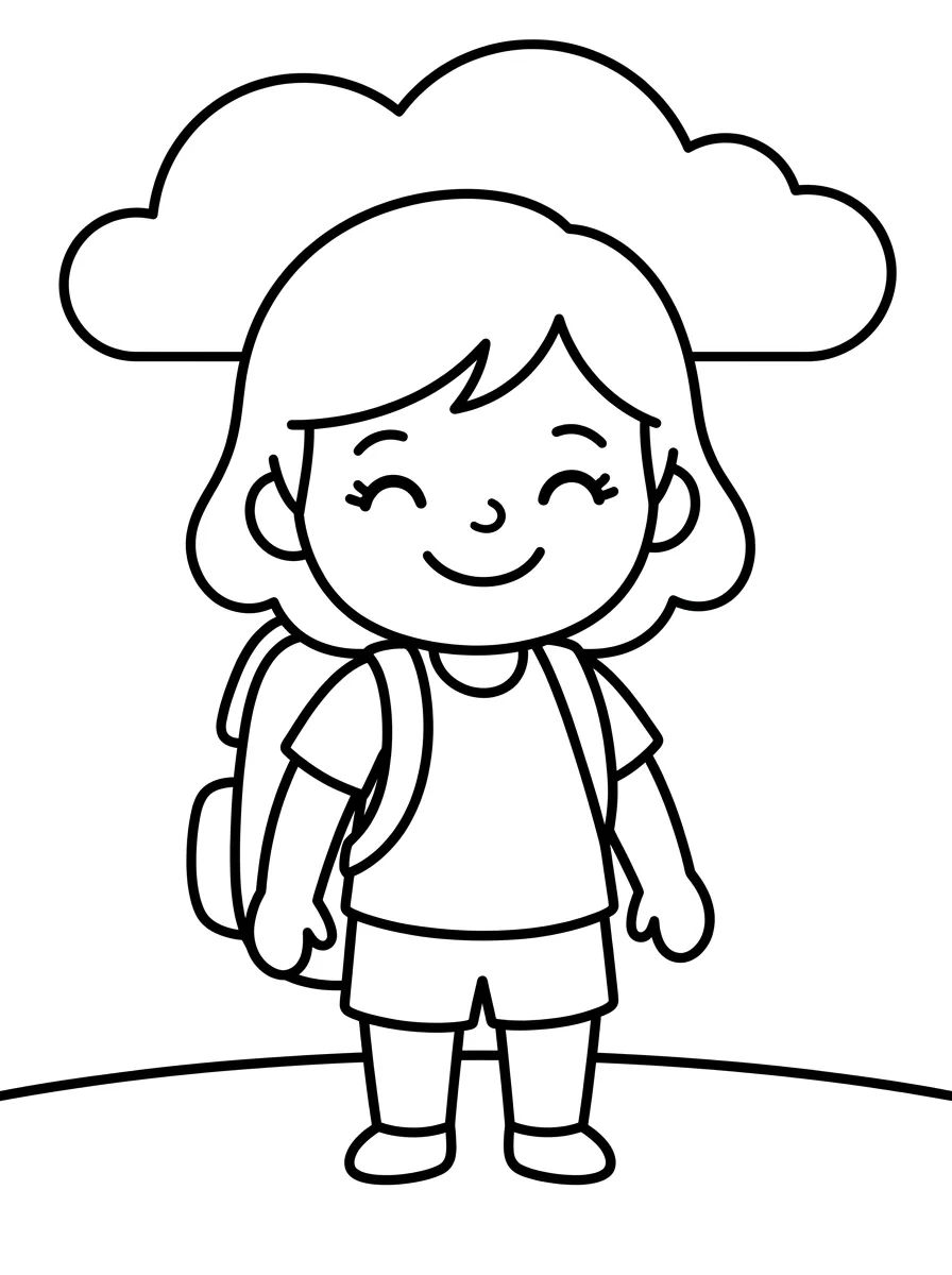 Lila Smiling with Her School Backpack para colorir Desenho de Lila Smiling with Her School Backpack para colorir e imprimir grátis