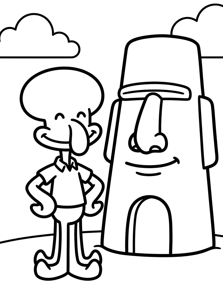 Lula Molusco na Sua Casa Moai para colorir Desenho de Lula Molusco na Sua Casa Moai para colorir e imprimir grátis