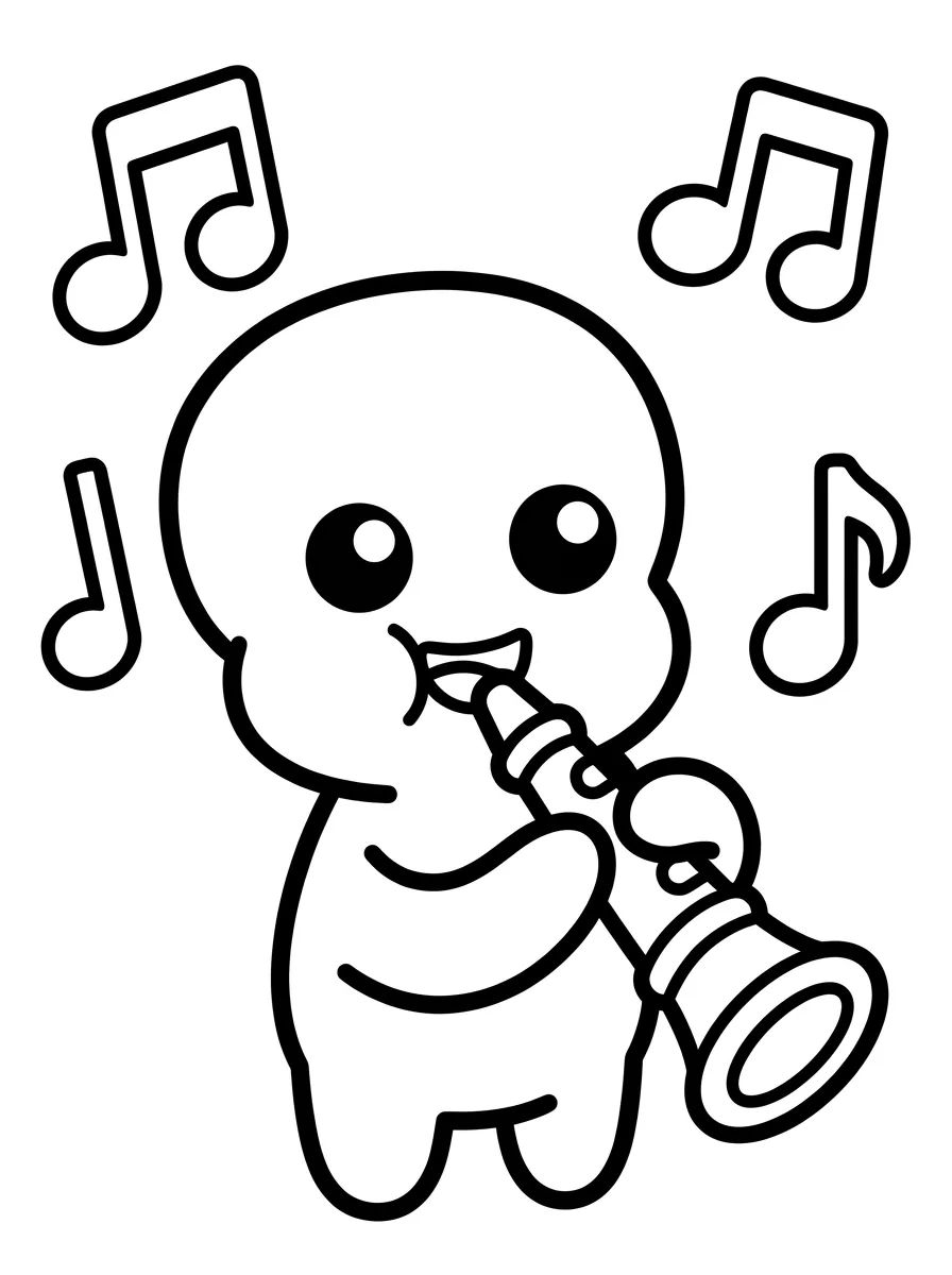 Lula Molusco Tocando Clarinete para colorir Desenho de Lula Molusco Tocando Clarinete para colorir e imprimir grátis