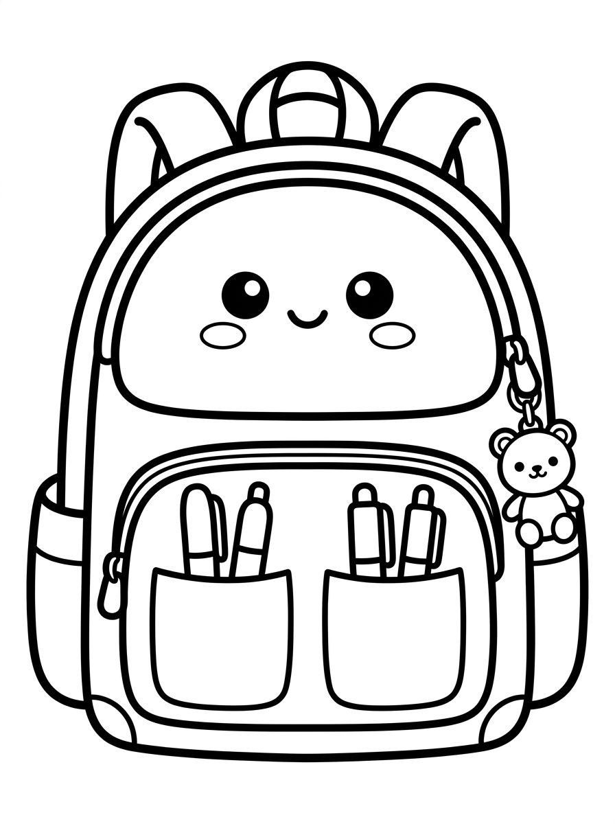 Desenho para colorir: Mochila Fofa de Escola