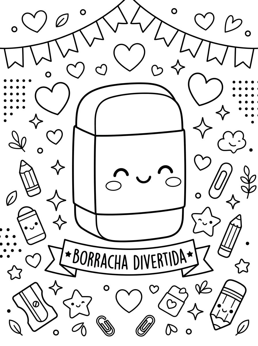 Fun Kawaii Eraser para colorir Desenho de Fun Kawaii Eraser para colorir e imprimir grátis