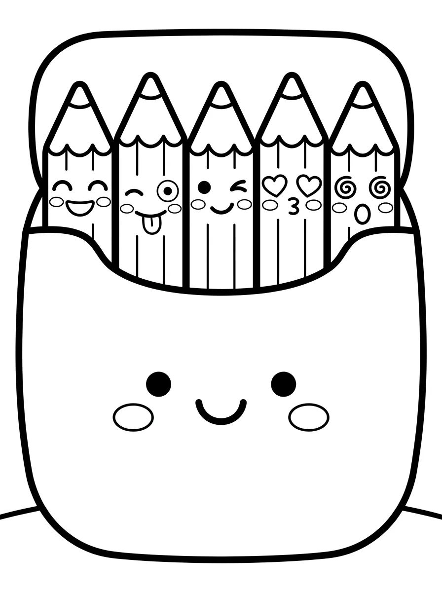 Caixa de Lápis de Cor Kawaii para colorir Desenho de Caixa de Lápis de Cor Kawaii para colorir e imprimir grátis