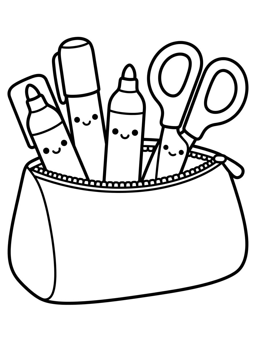 Estojo Recheado de Canetinhas para colorir Desenho de Estojo Recheado de Canetinhas para colorir e imprimir grátis