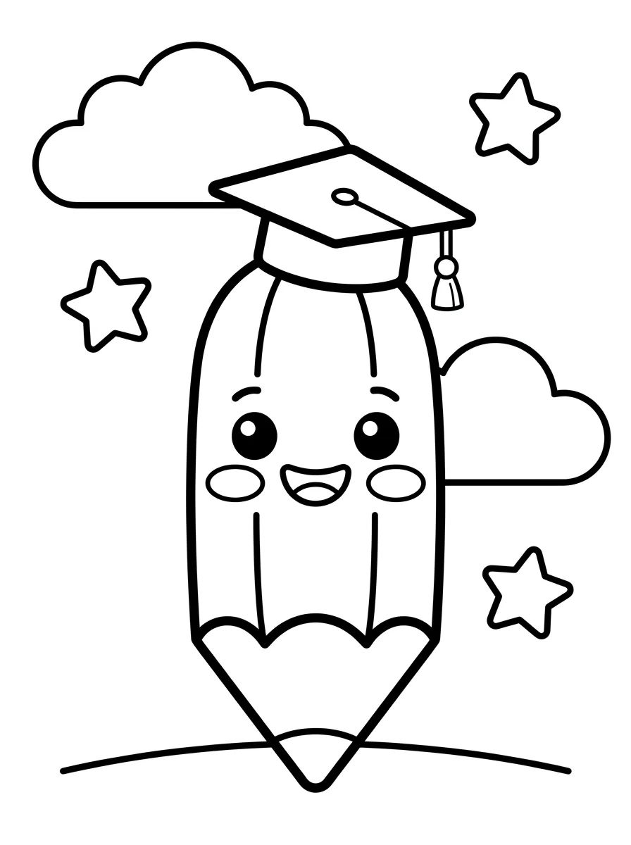 Coleção de desenhos para colorir: Material Escolar Kawaii