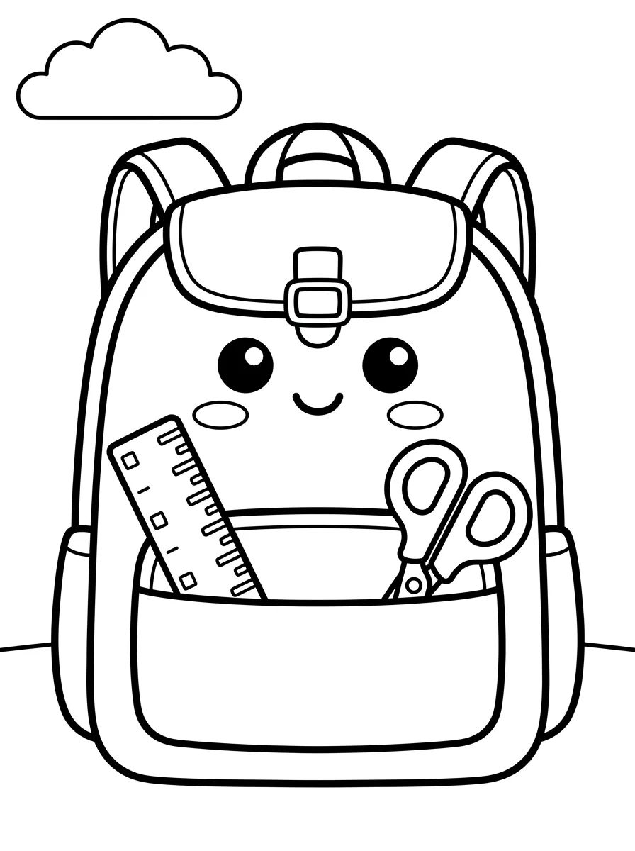 Mochila Escolar Sorridente para colorir Desenho de Mochila Escolar Sorridente para colorir e imprimir grátis