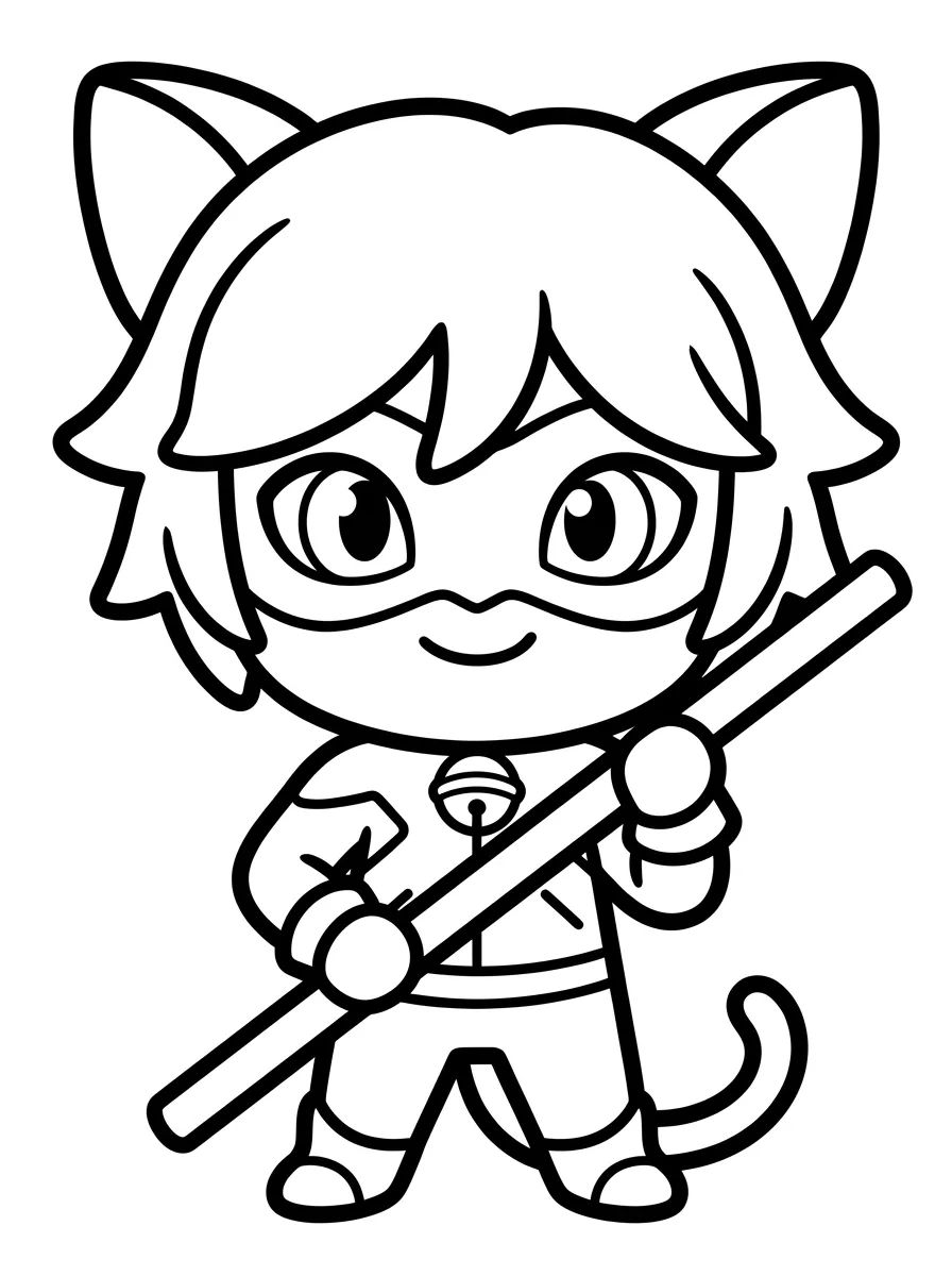 Cat Noir Chibi Sorridente para colorir Desenho de Cat Noir Chibi Sorridente para colorir e imprimir grátis