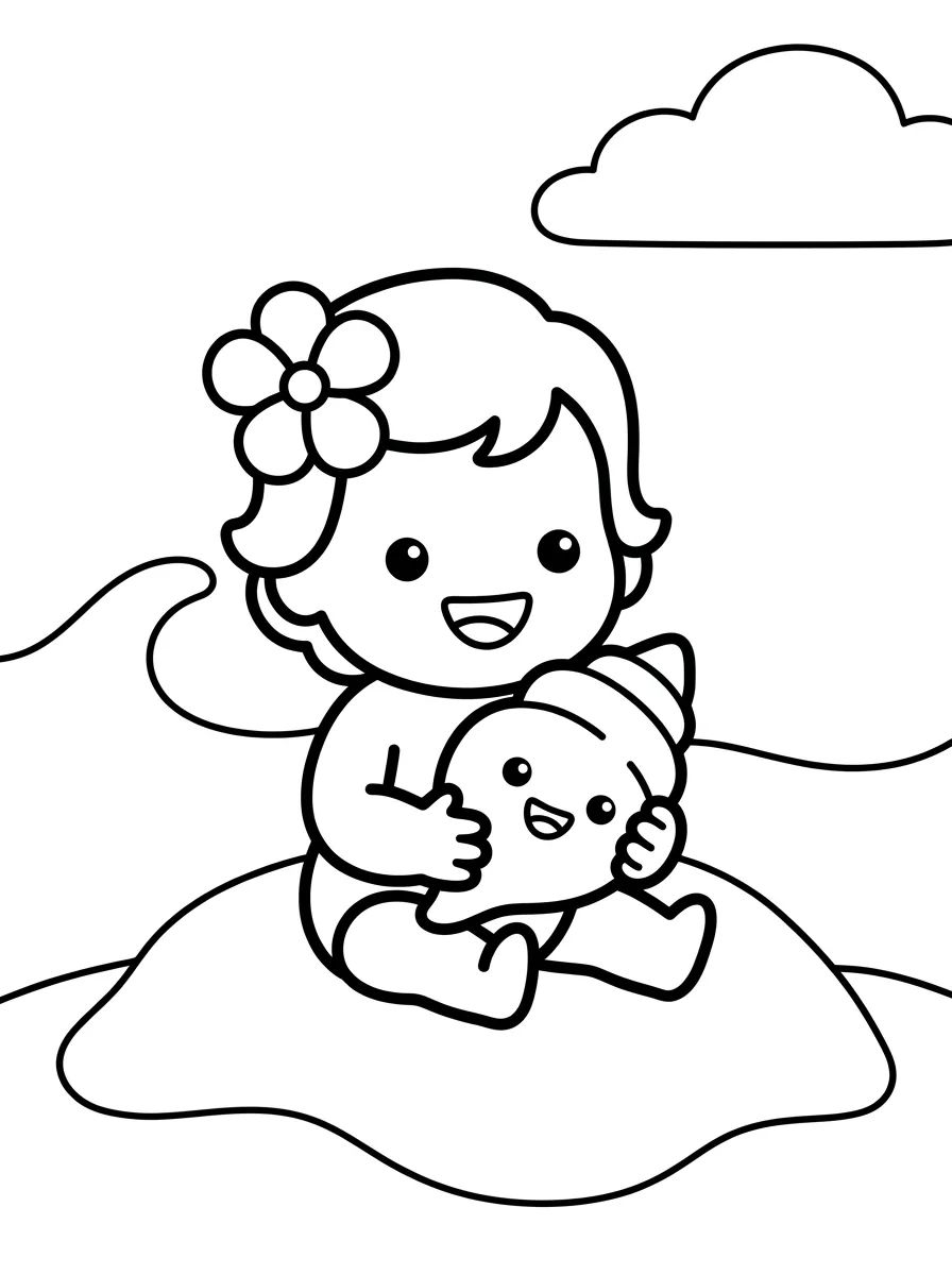 Baby Moana on the Beach with Seashell para colorir Desenho de Baby Moana on the Beach with Seashell para colorir e imprimir grátis