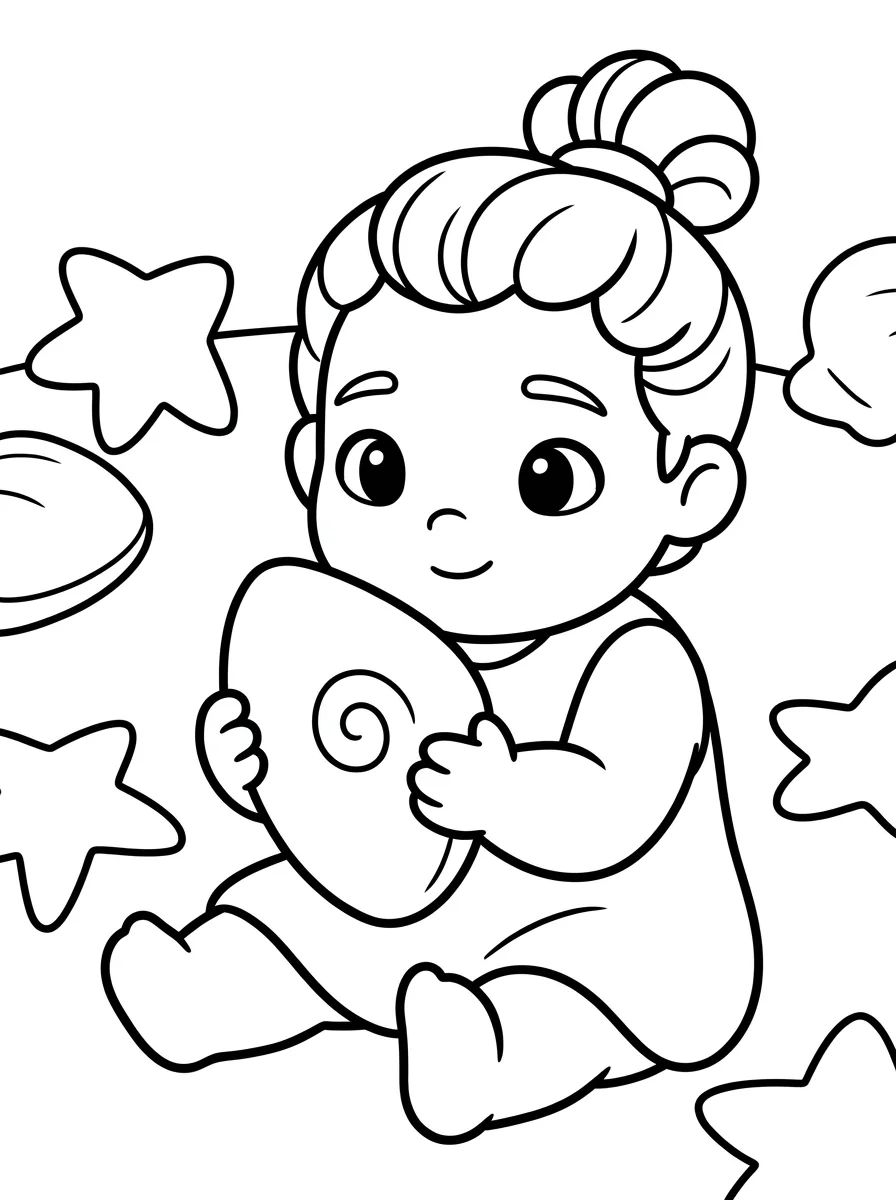 Baby Moana Holding the Heart of Te Fiti para colorir Desenho de Baby Moana Holding the Heart of Te Fiti para colorir e imprimir grátis