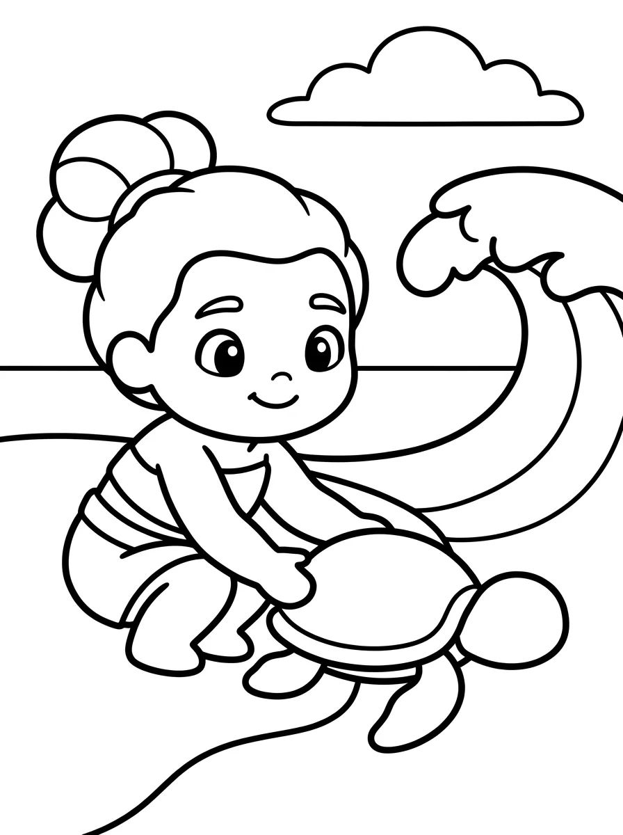 Moana and the Little Sea Turtle para colorir Desenho de Moana and the Little Sea Turtle para colorir e imprimir grátis