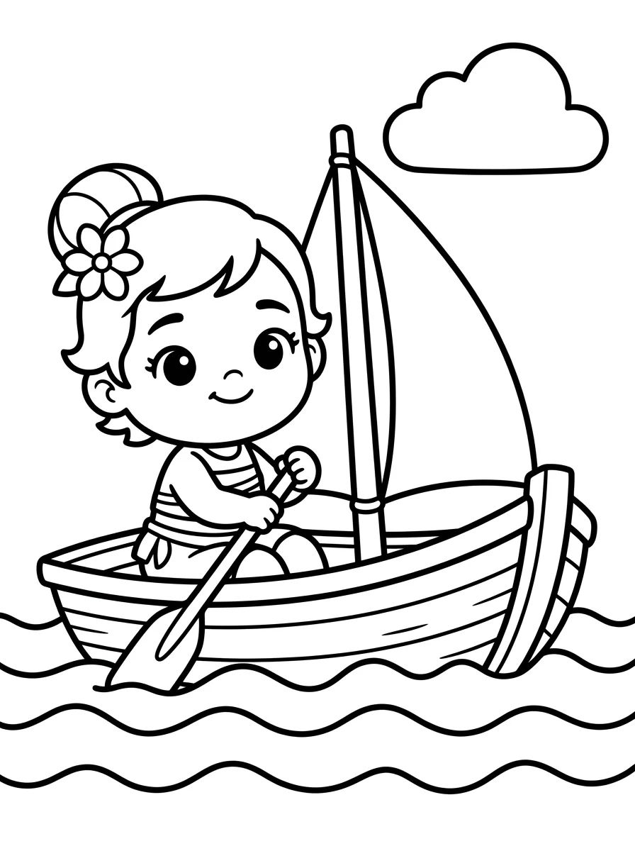 Moana Navegando no Barco para colorir Desenho de Moana Navegando no Barco para colorir e imprimir grátis