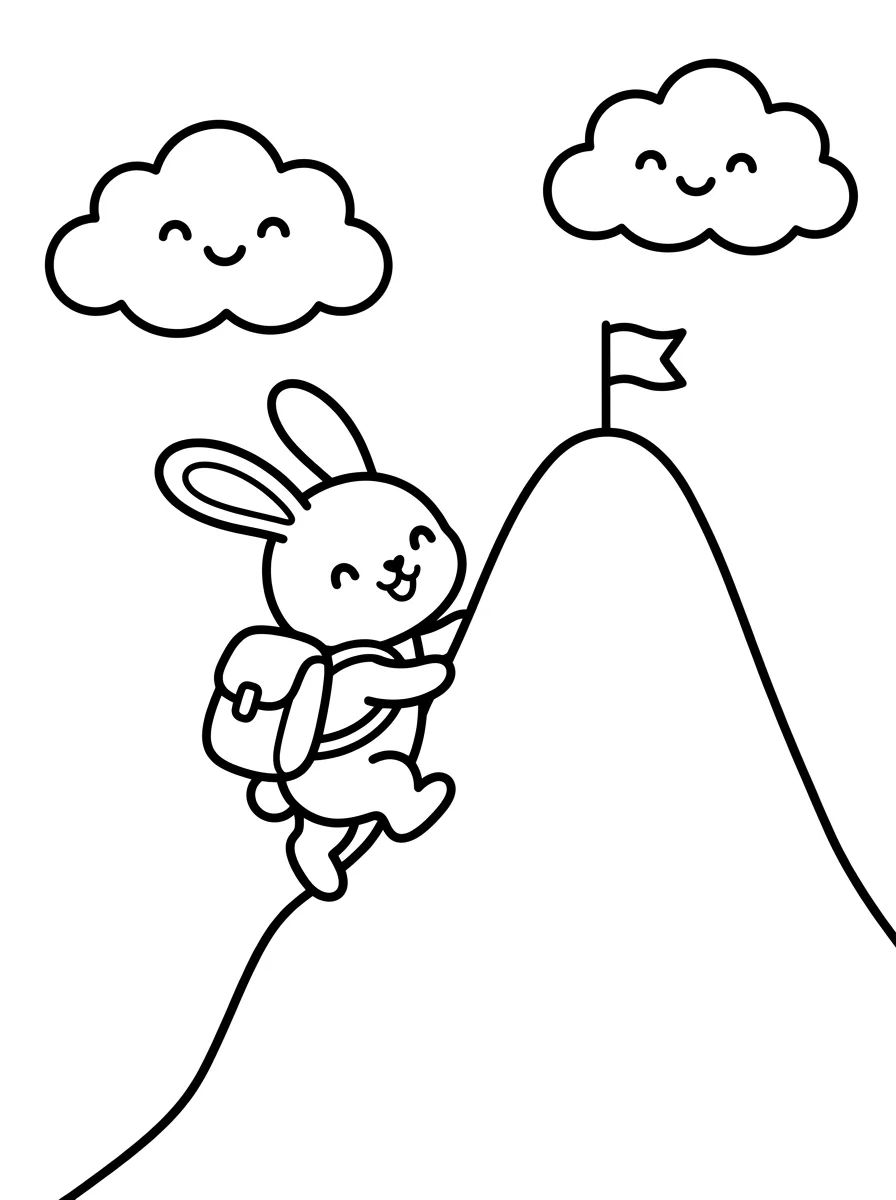 Coelhinho Escalando a Montanha para colorir Desenho de Coelhinho Escalando a Montanha para colorir e imprimir grátis