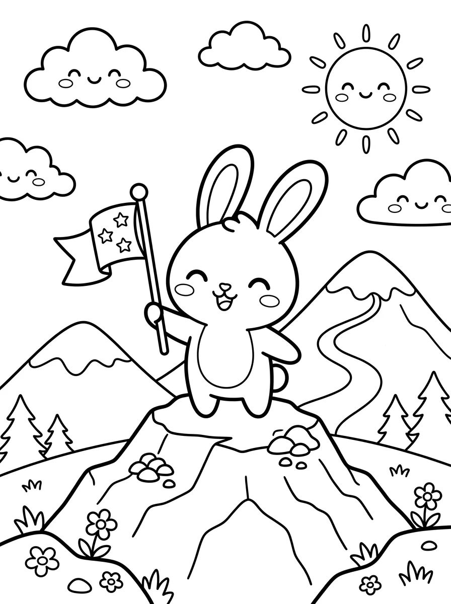 Bunny on the Mountaintop para colorir Desenho de Bunny on the Mountaintop para colorir e imprimir grátis