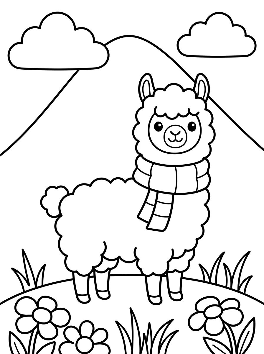 Lama Fofinha nos Alpes para colorir Desenho de Lama Fofinha nos Alpes para colorir e imprimir grátis