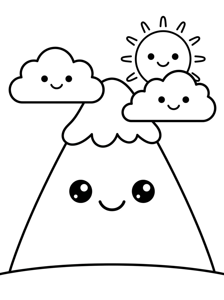 Coleção de desenhos para colorir: Montanhas Fofas para Colorir