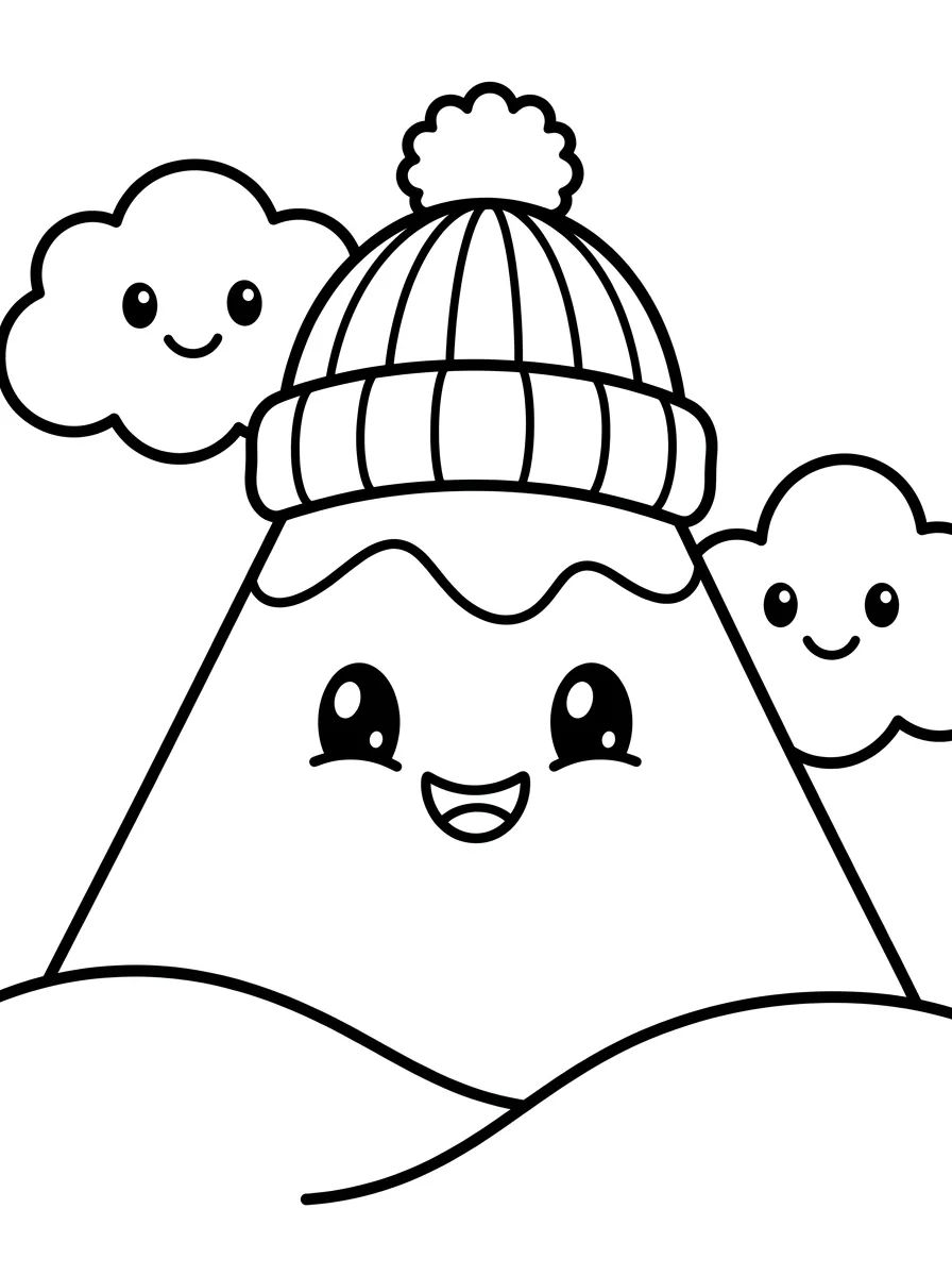Montanha Sorridente com Neve para colorir Desenho de Montanha Sorridente com Neve para colorir e imprimir grátis