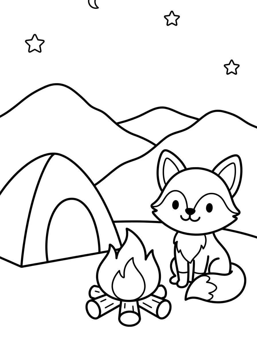 Raposinha Acampando na Montanha para colorir Desenho de Raposinha Acampando na Montanha para colorir e imprimir grátis
