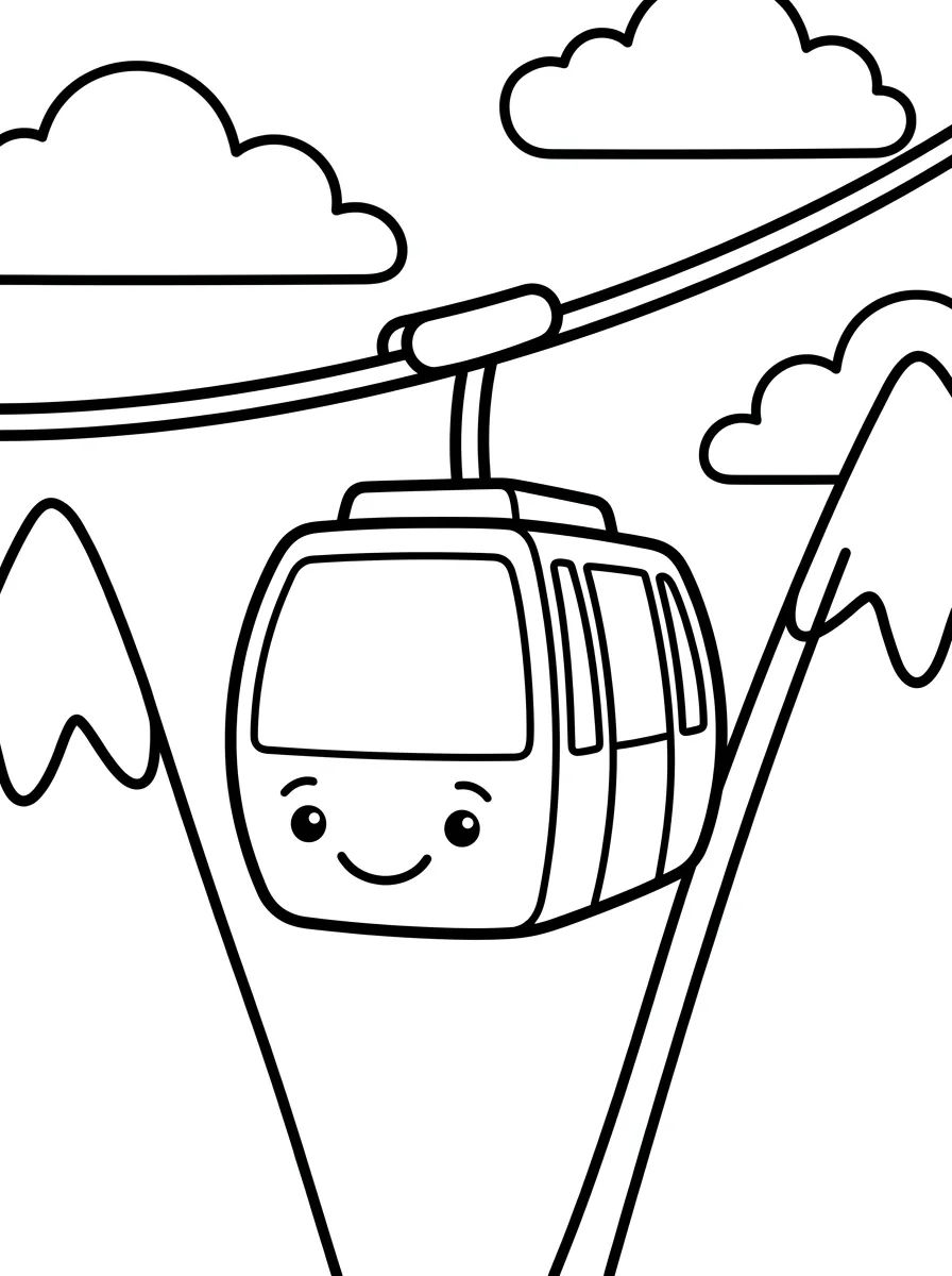 Teleférico nas Montanhas para colorir Desenho de Teleférico nas Montanhas para colorir e imprimir grátis