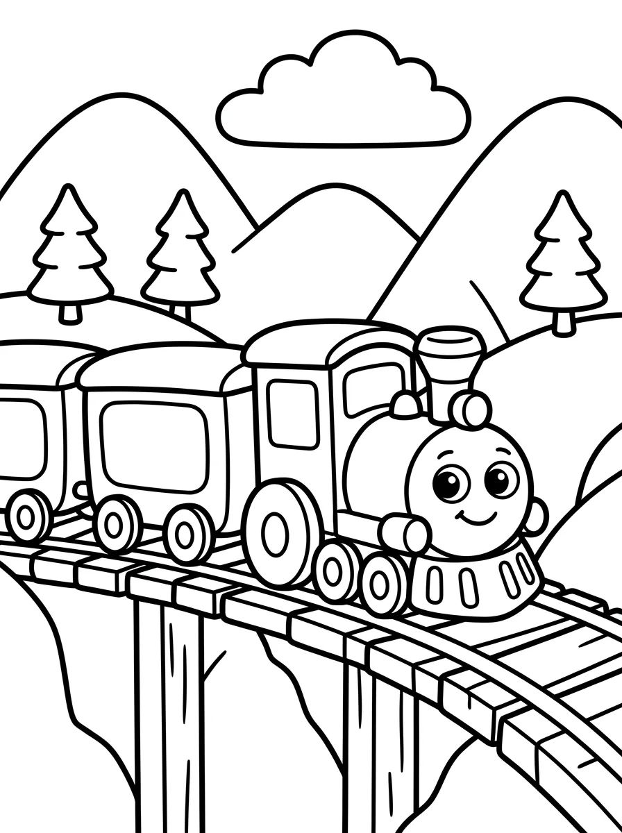 Trenzinho Passeando na Montanha para colorir Desenho de Trenzinho Passeando na Montanha para colorir e imprimir grátis
