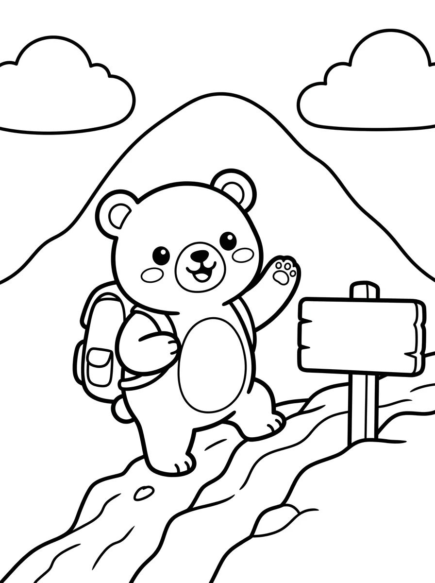 Ursinho Escalador na Montanha para colorir Desenho de Ursinho Escalador na Montanha para colorir e imprimir grátis