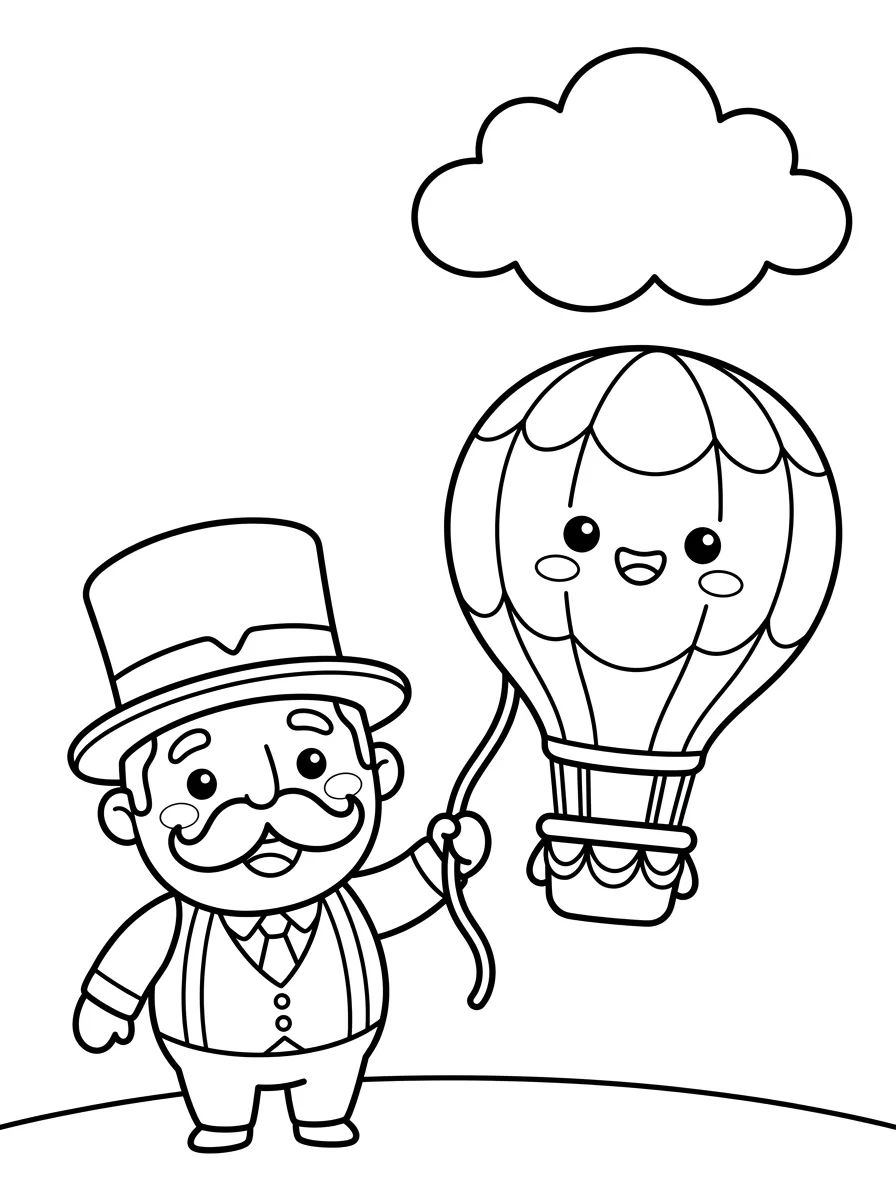Bita com Bigode e Balão Mágico para colorir Desenho de Bita com Bigode e Balão Mágico para colorir e imprimir grátis