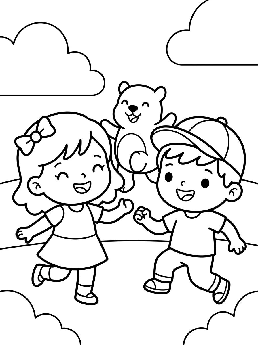 Lila, Dan e Tito Brincando para colorir Desenho de Lila, Dan e Tito Brincando para colorir e imprimir grátis