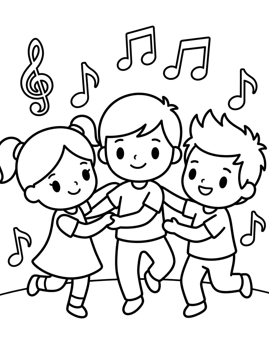Lila, Dan e Tito Dançando para colorir Desenho de Lila, Dan e Tito Dançando para colorir e imprimir grátis