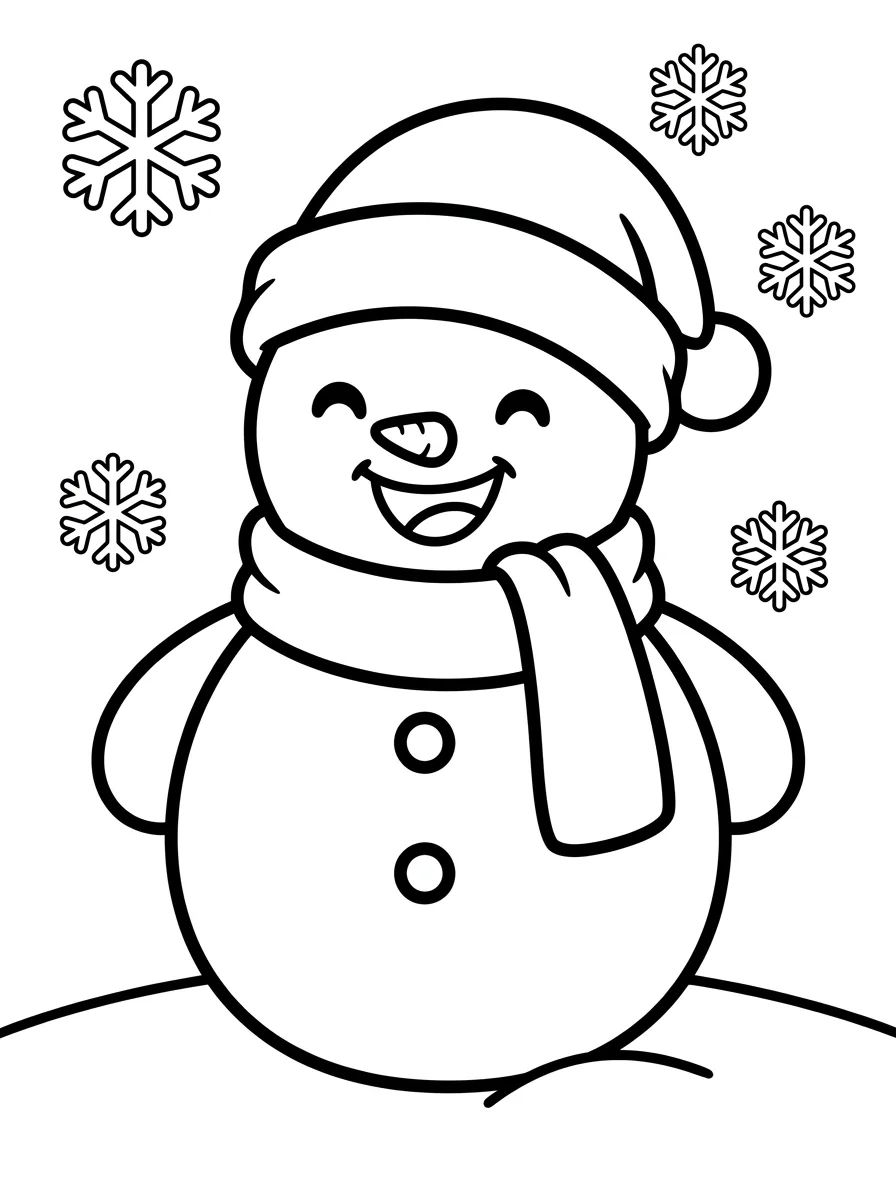 Boneco de Neve Feliz com Cachecol para colorir Desenho de Boneco de Neve Feliz com Cachecol para colorir e imprimir grátis