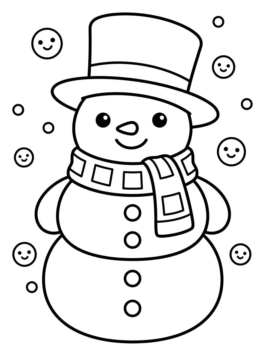 Boneco de Neve Fofo com Cachecol para colorir Desenho de Boneco de Neve Fofo com Cachecol para colorir e imprimir grátis