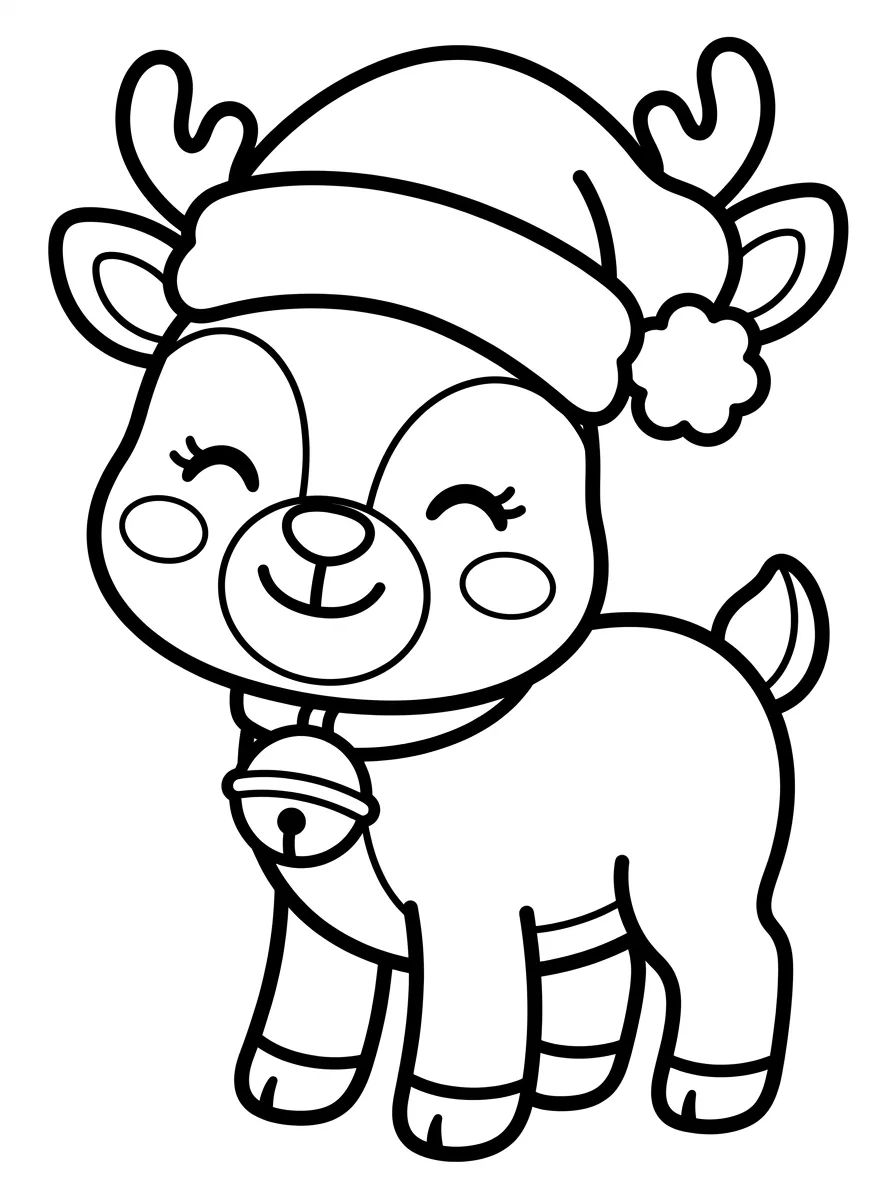 Rena de Natal Fofinha com Gorro para colorir Desenho de Rena de Natal Fofinha com Gorro para colorir e imprimir grátis