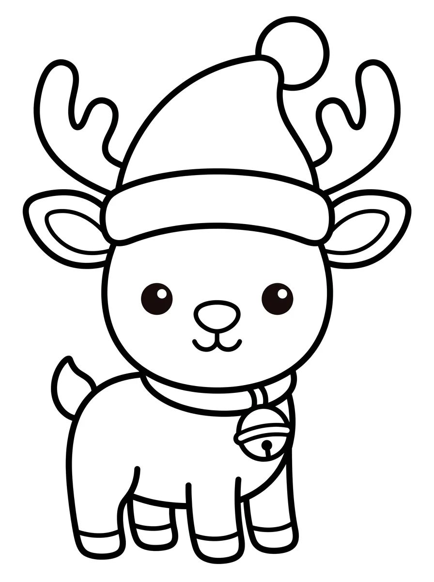 Rena de Natal Fofinha com Touquinha para colorir Desenho de Rena de Natal Fofinha com Touquinha para colorir e imprimir grátis