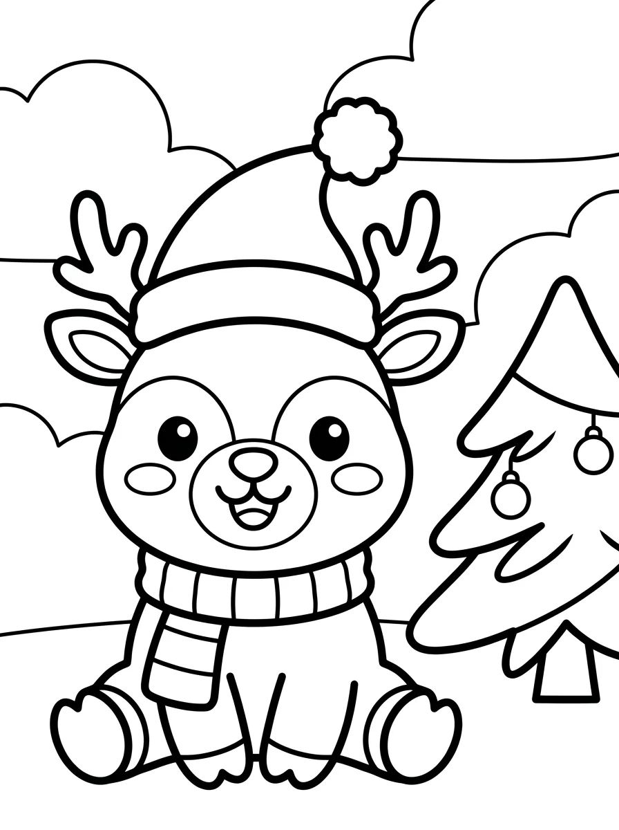 Rena de Natal Fofinha para colorir Desenho de Rena de Natal Fofinha para colorir e imprimir grátis