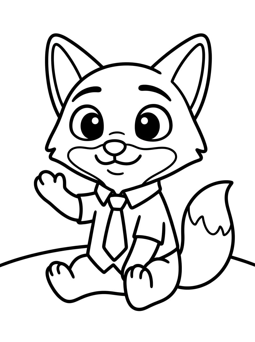 Nick Wilde Fofinho Acenando para colorir Desenho de Nick Wilde Fofinho Acenando para colorir e imprimir grátis