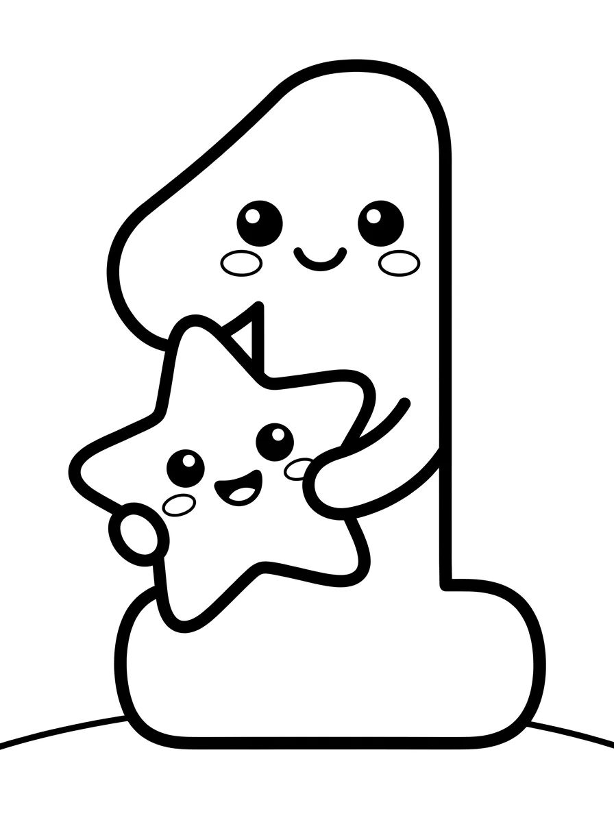 Coleção de desenhos para colorir: Números Kawaii para Colorir