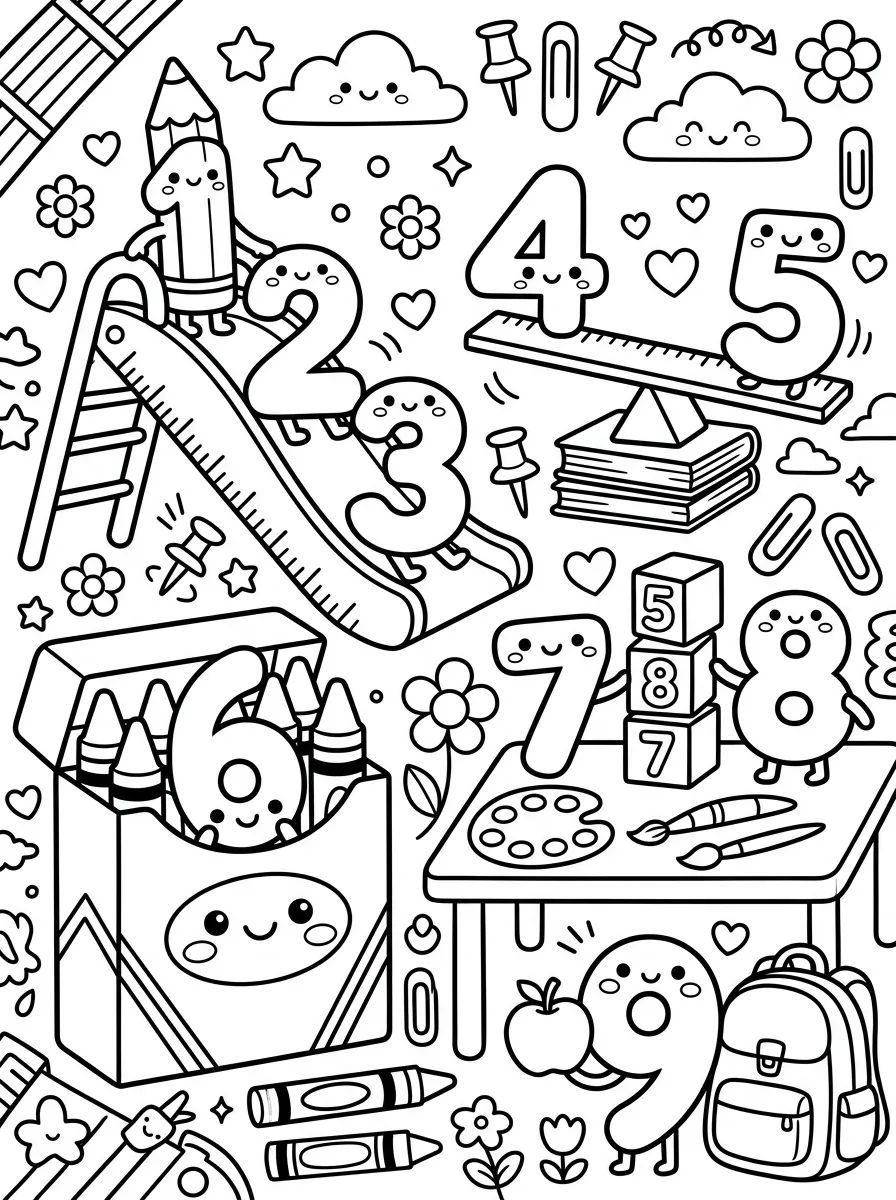 Turma dos Números Fofos para colorir Desenho de Turma dos Números Fofos para colorir e imprimir grátis