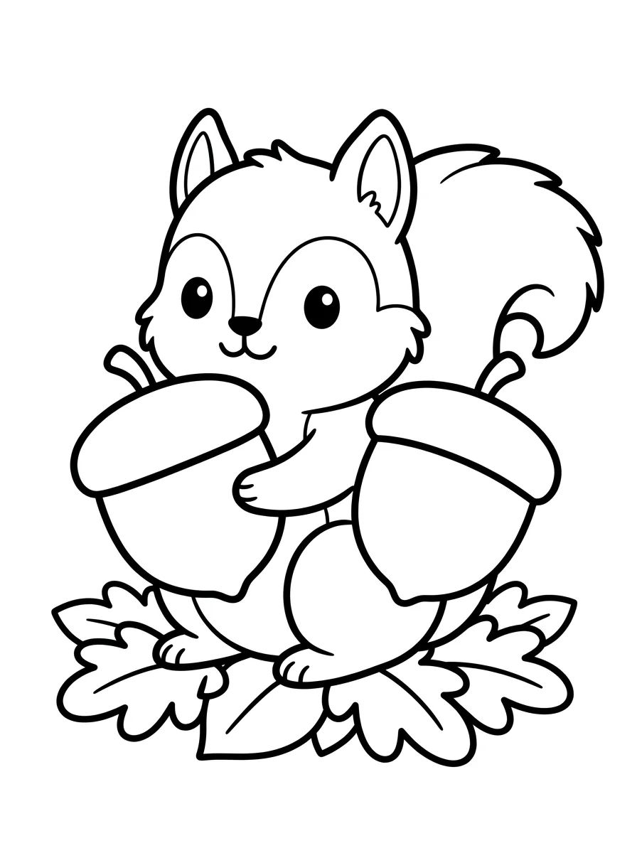 Esquilo Fofo com Noz de Outono para colorir Desenho de Esquilo Fofo com Noz de Outono para colorir e imprimir grátis